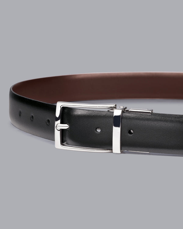 Black and chocolate brown made in England reversible belt