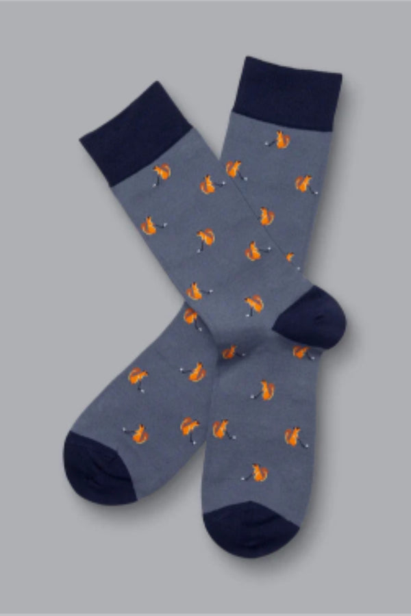 Steel blue squirrel playing golf motif socks