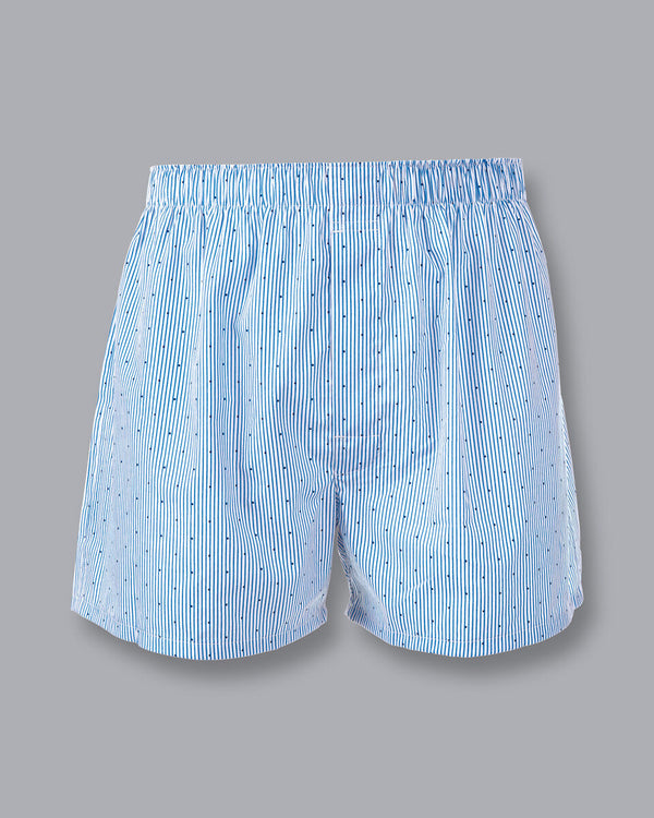 Cornflower blue fine stripe with dot woven boxers