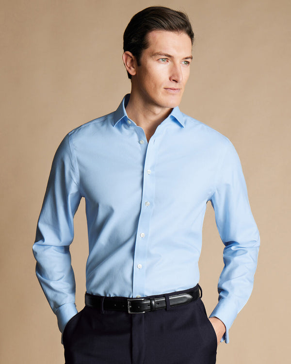 Sky blue non iron twill cutaway slim fit