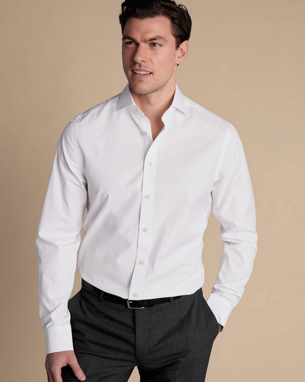 White non iron poplin cutaway slim fit shirt