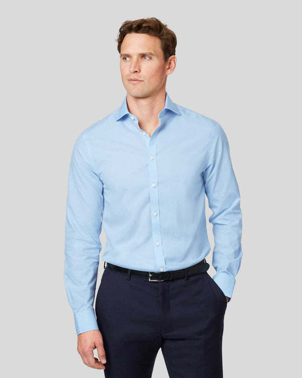 Sky blue non iron poplin cutaway extra slim fit shirt