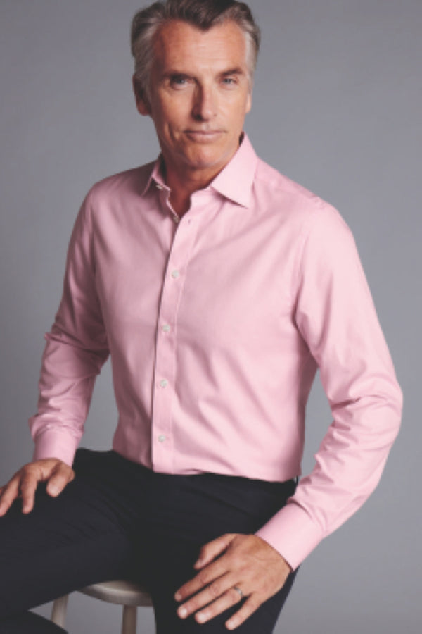 Pink Egyptian cotton Berkshire weave slim fit shirt