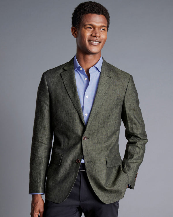 Forest green slim fit Linen jacket