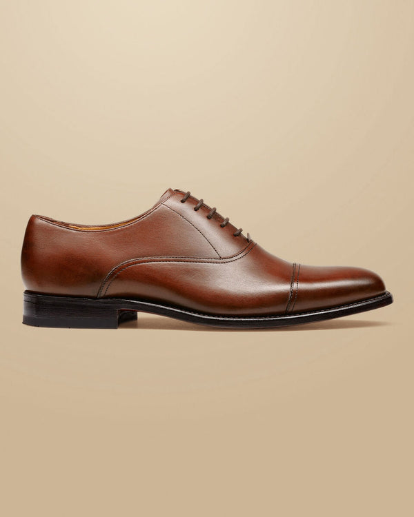 Dark tan leather Oxford shoe