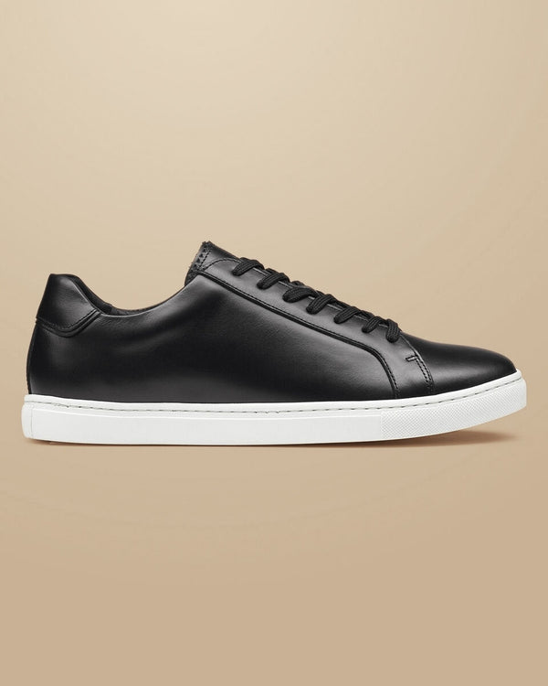 Black leather trainer