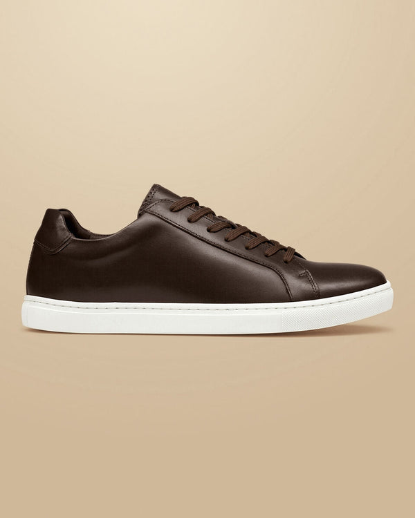 Dark chocolate leather trainer