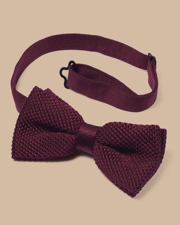 Burgundy classic knitted ready tied bow tie