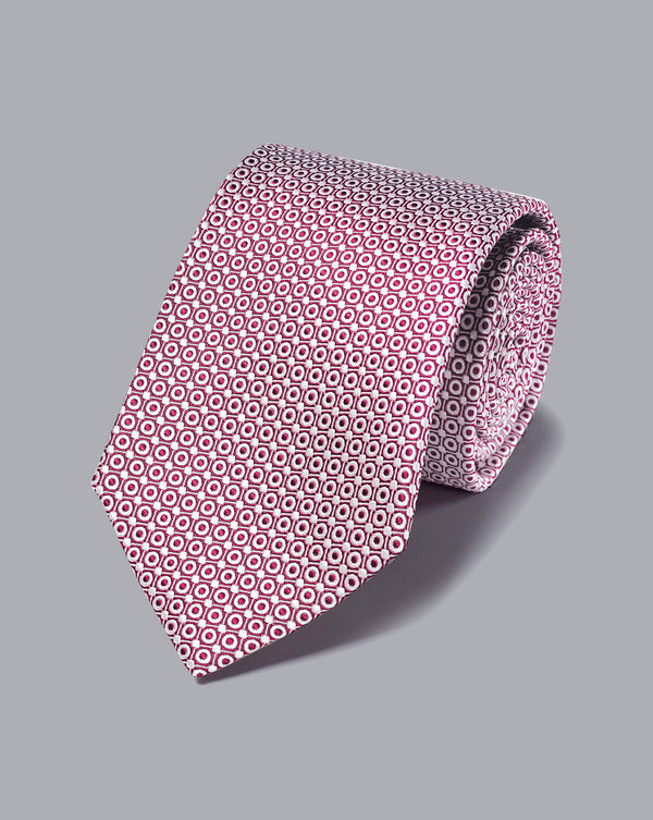 Berry and white classic stain resistant semi plain tie