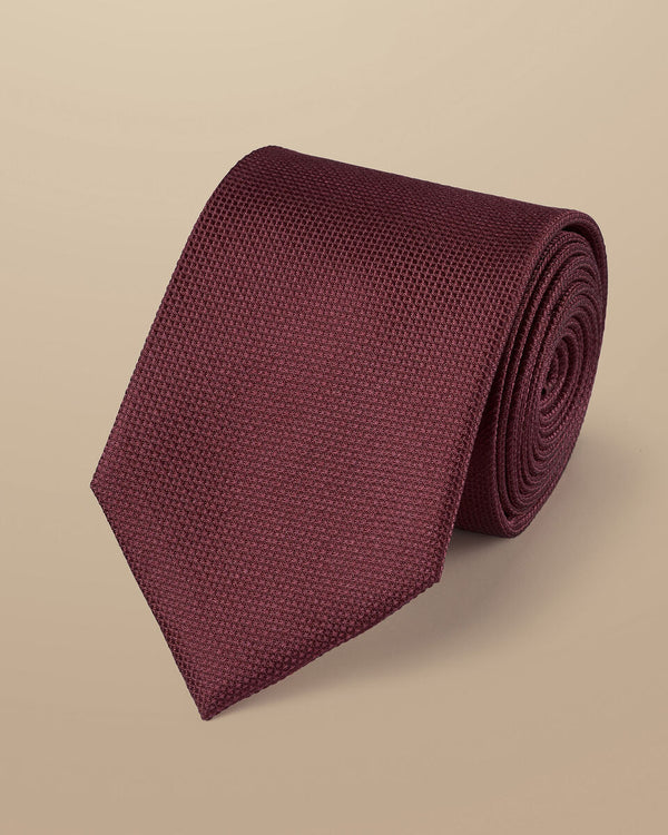 Burgundy red silk stain resistant tie