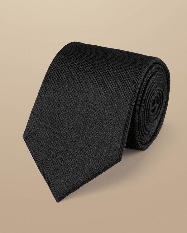 Black silk stain resistant tie