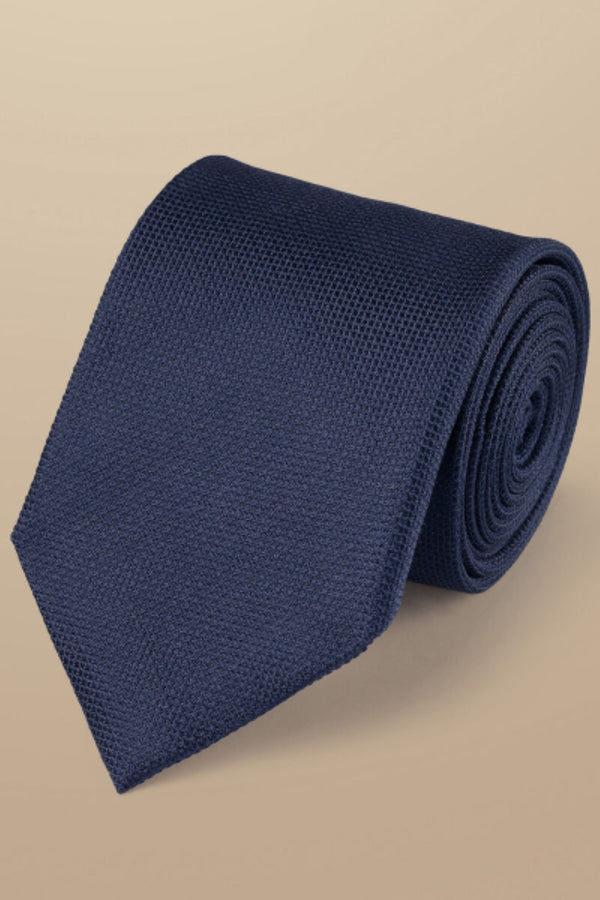 Navy silk stain resistant tie