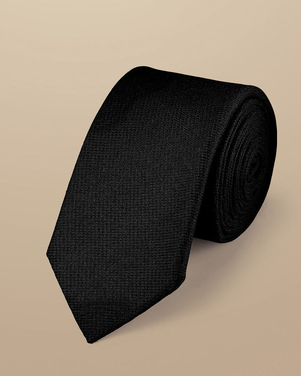 Black silk stain resistant slim tie