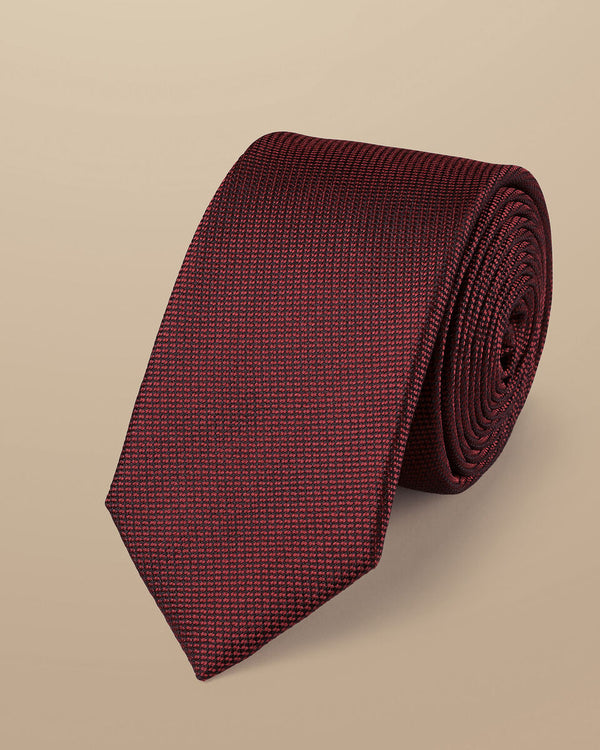 Red silk stain resistant slim tie