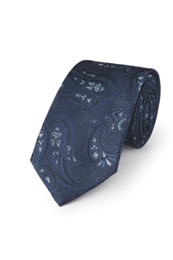 French blue silk paisley tie