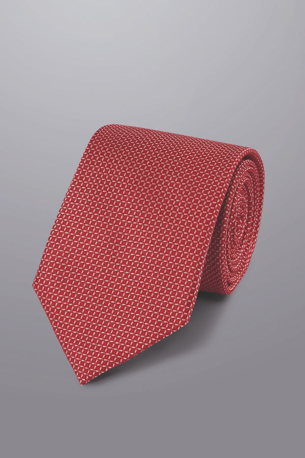 Red semi plain silk stain resistant tie