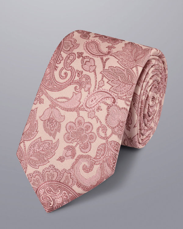 Light pink paisley silk tie